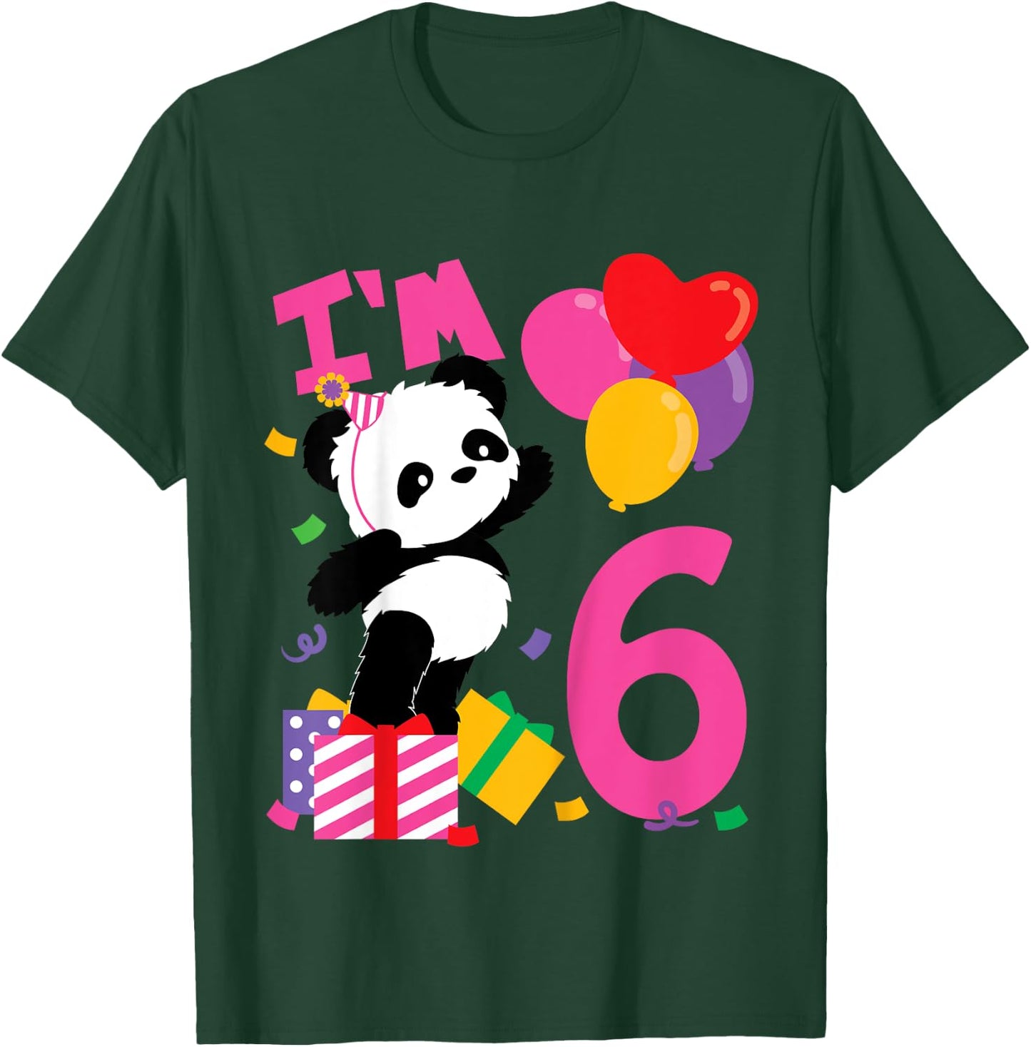 Kids 6 Years Old Girls Birthday Panda T-Shirt - T-Shirt | Forest