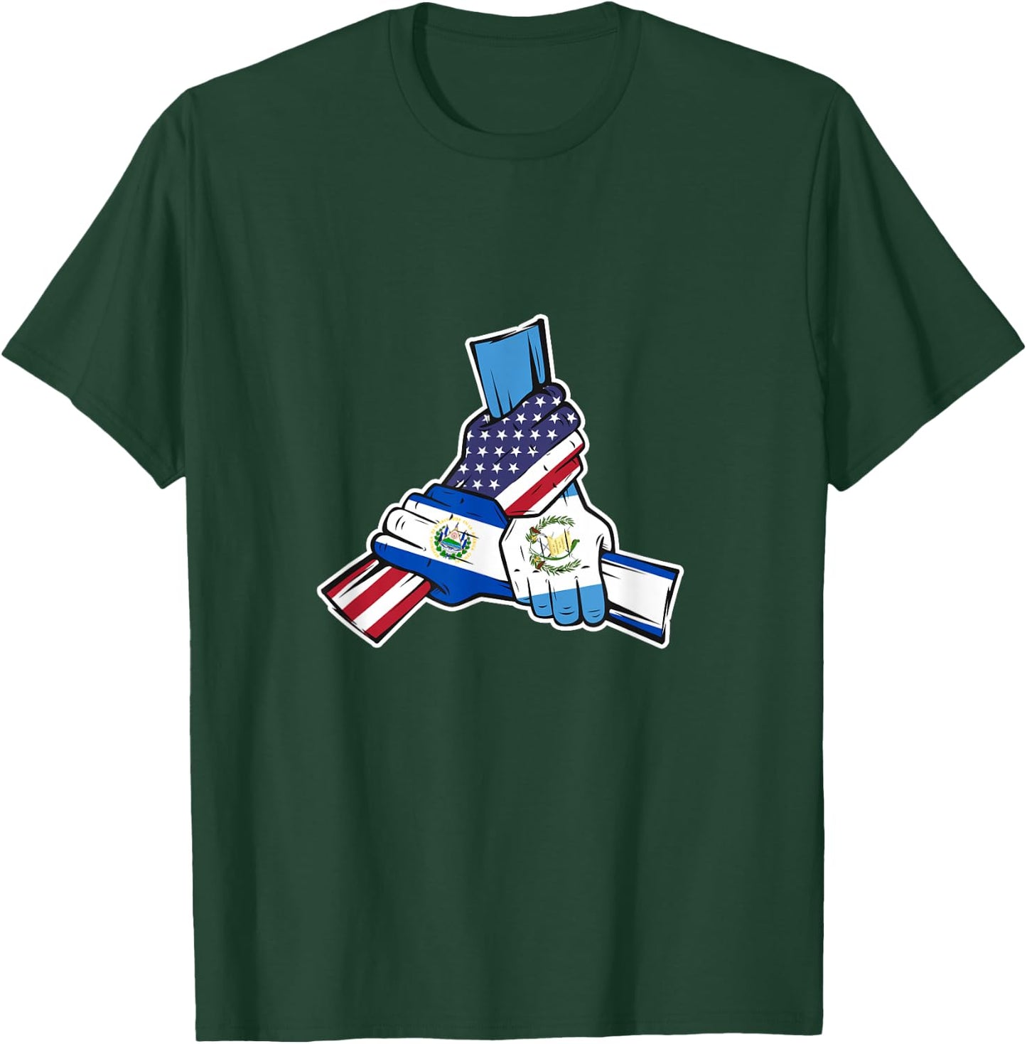 Guatemala El Salvador and the US holding hands T-Shirt - T-Shirt | Forest