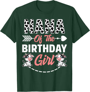 Nana Of The Birthday Girl Cow Birthday Farm Animal T-Shirt - T-Shirt | Forest