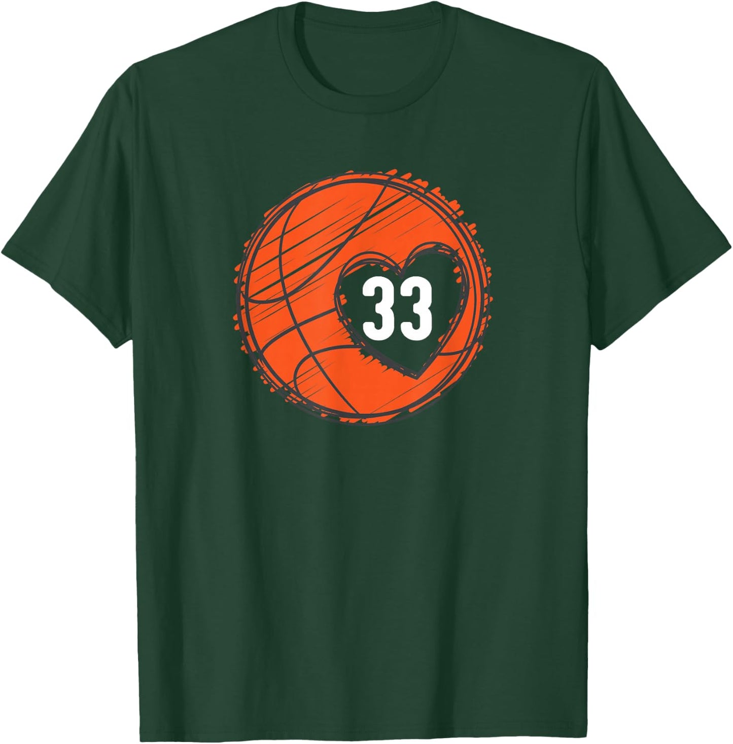 #33 Number 33 - Basketball Graphic Saying Ball Bball Cute T-Shirt - T-Shirt | Forest