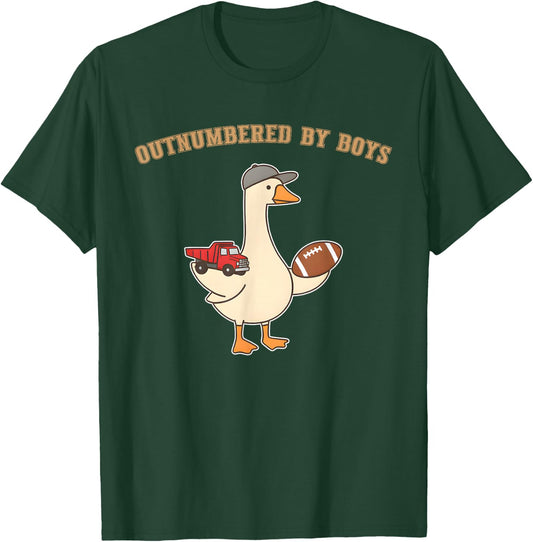 Outnumbered By Boys Funny Boy Mom Goose T-Shirt - T-Shirt | Forest