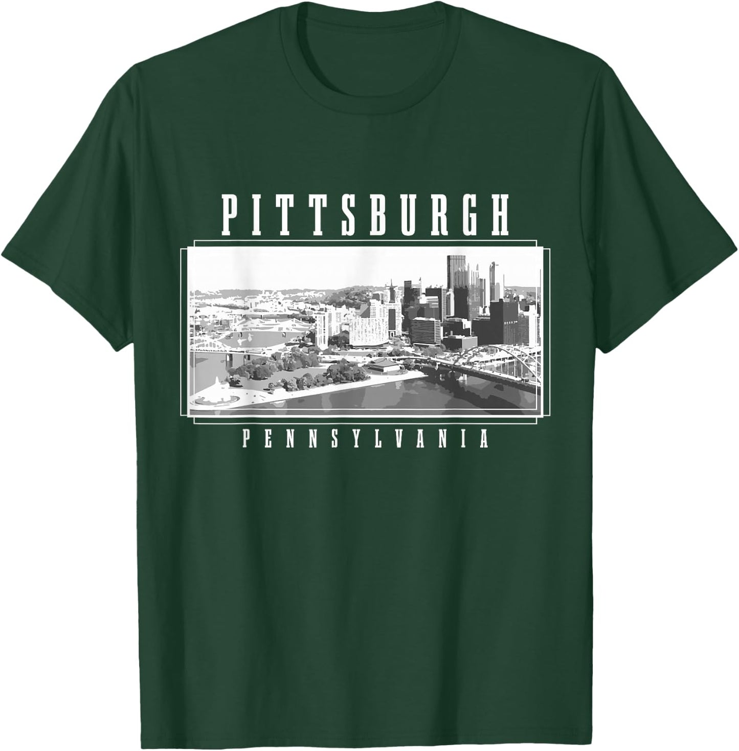 Pittsburgh Pennsylvania Vintage Skyline USA America Souvenir T-Shirt - T-Shirt | Forest