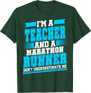 Marathon Runner Teacher Running Half First Race T-Shirt - T-Shirt | Forest