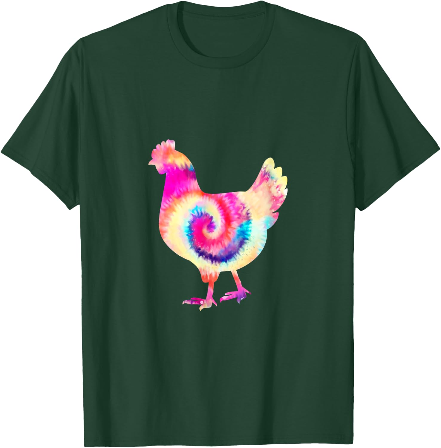 Retro Tie Dye Chicken Hen Peace Love Groovy Boho Reggae T-Shirt - T-Shirt | Forest
