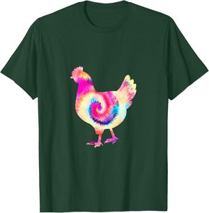 Retro Tie Dye Chicken Hen Peace Love Groovy Boho Reggae T-Shirt - T-Shirt | Forest