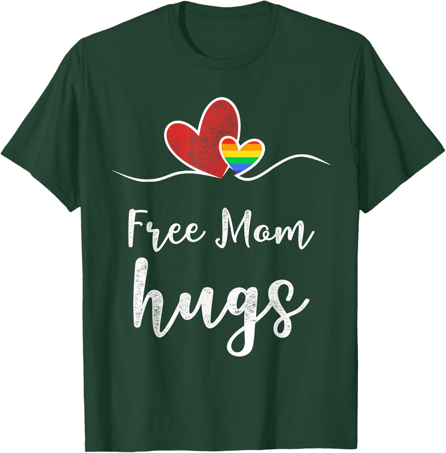 Women Heart Free Mom Hugs Rainbow T-Shirt - T-Shirt | Forest