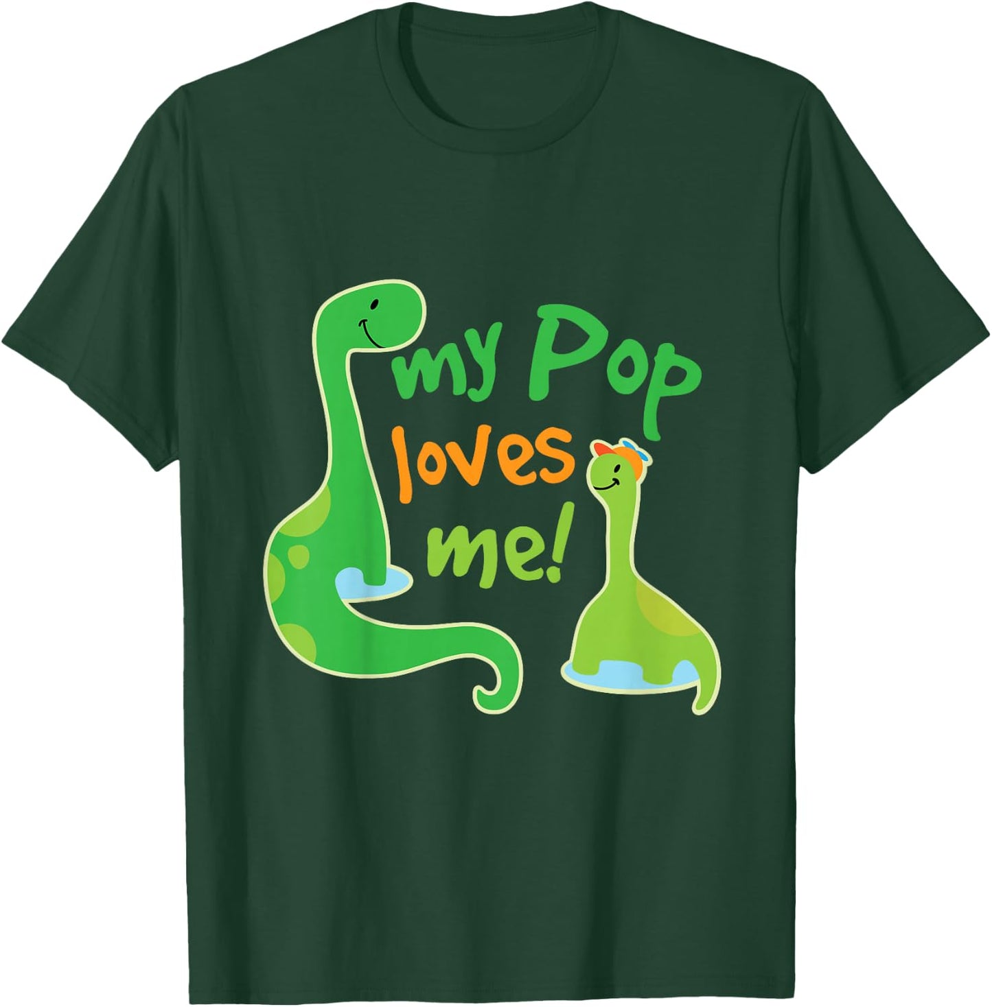Kids My Pop Loves Me Grandson Dinosaur T-Shirt - T-Shirt | Forest
