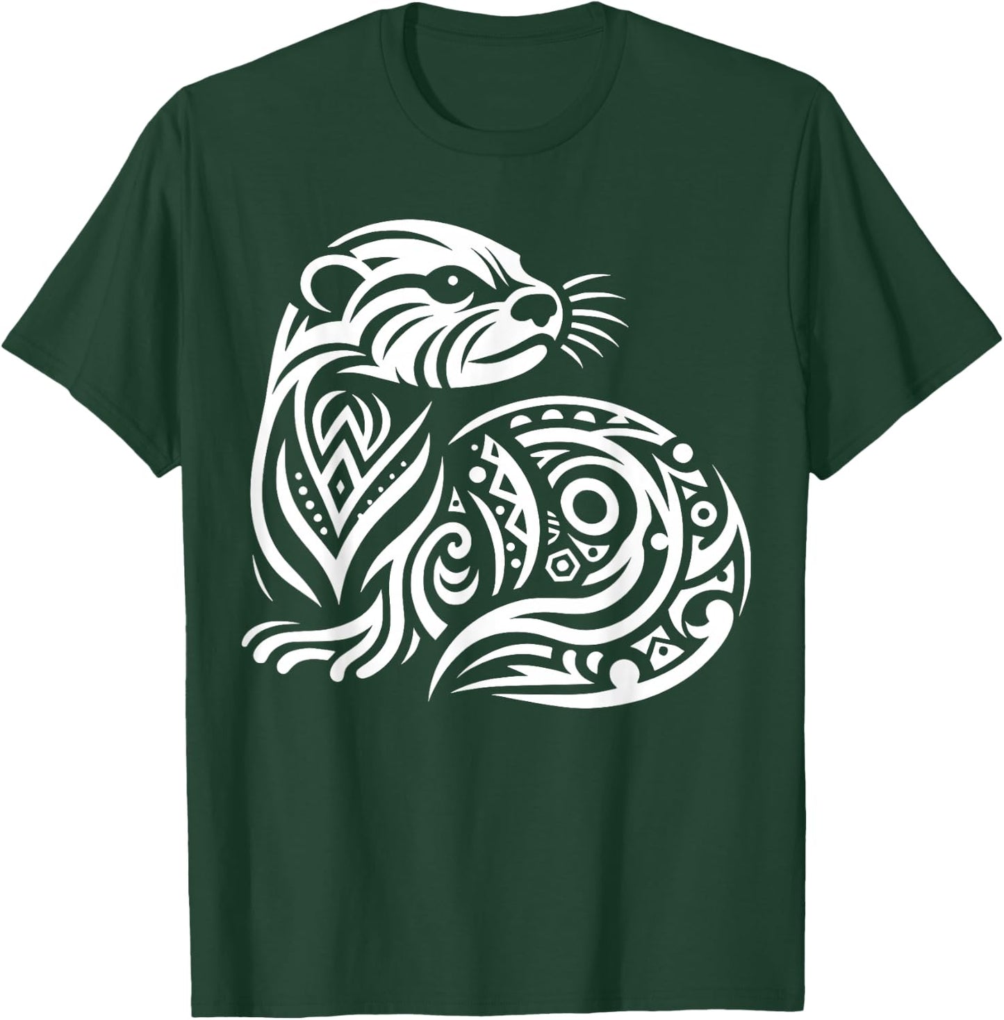 Tribal North American River Otter T-Shirt - T-Shirt | Forest