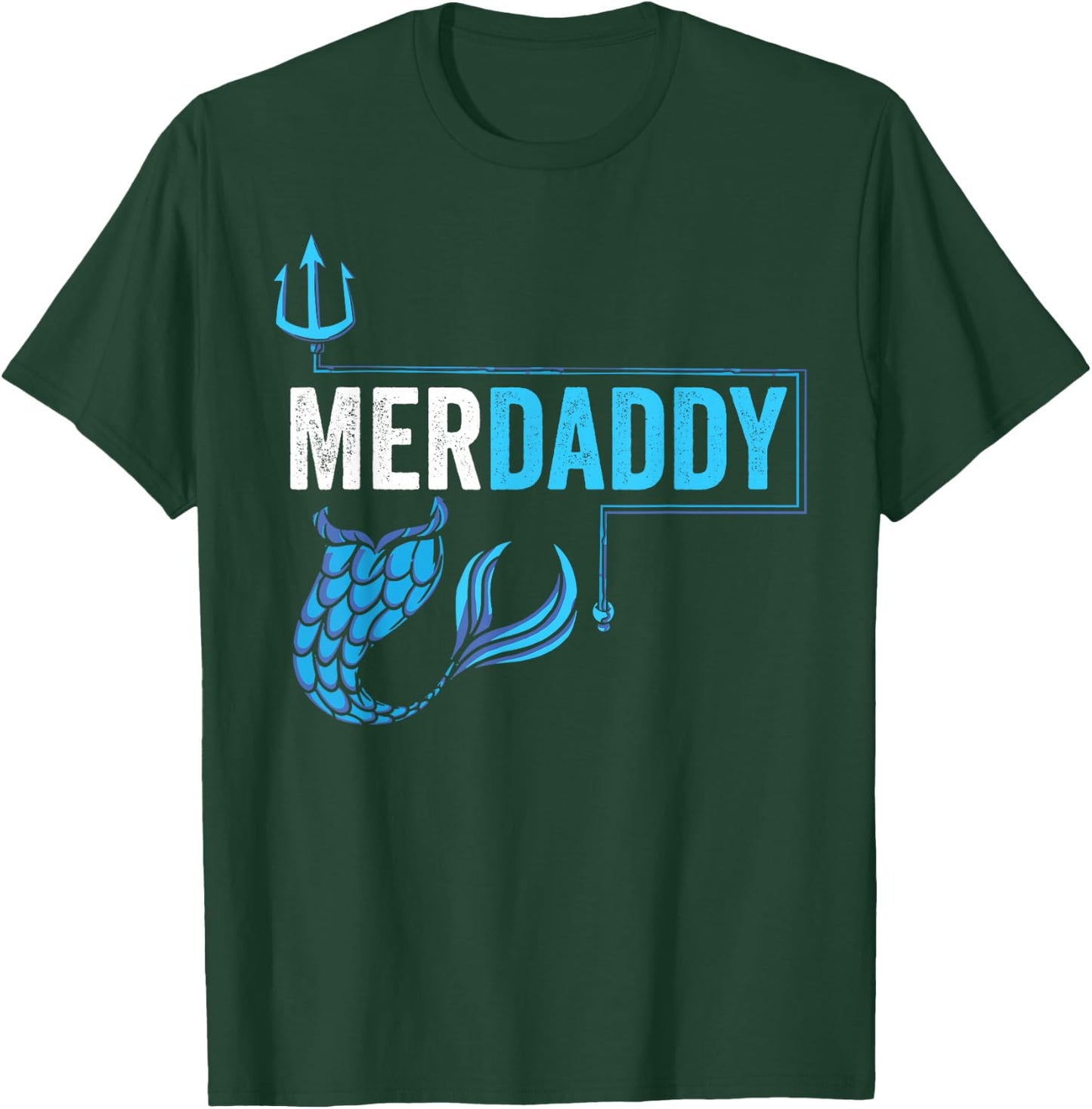 Merdaddy Merdad Mermaid Safety Retro Father's Day T-Shirt - T-Shirt | Forest