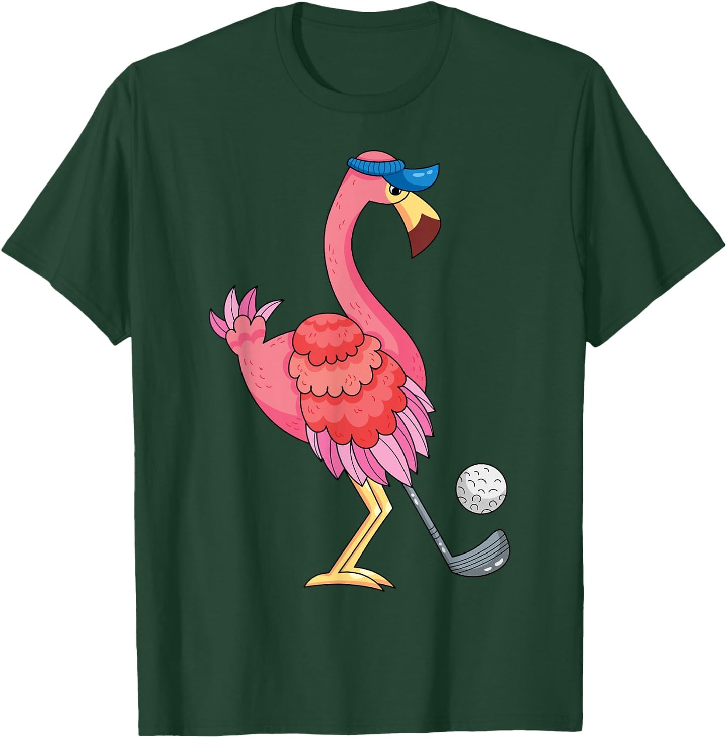 Funny Flamingo Playing Golf Flamingo Golfing Flamingo Golf T-Shirt - T-Shirt | Forest