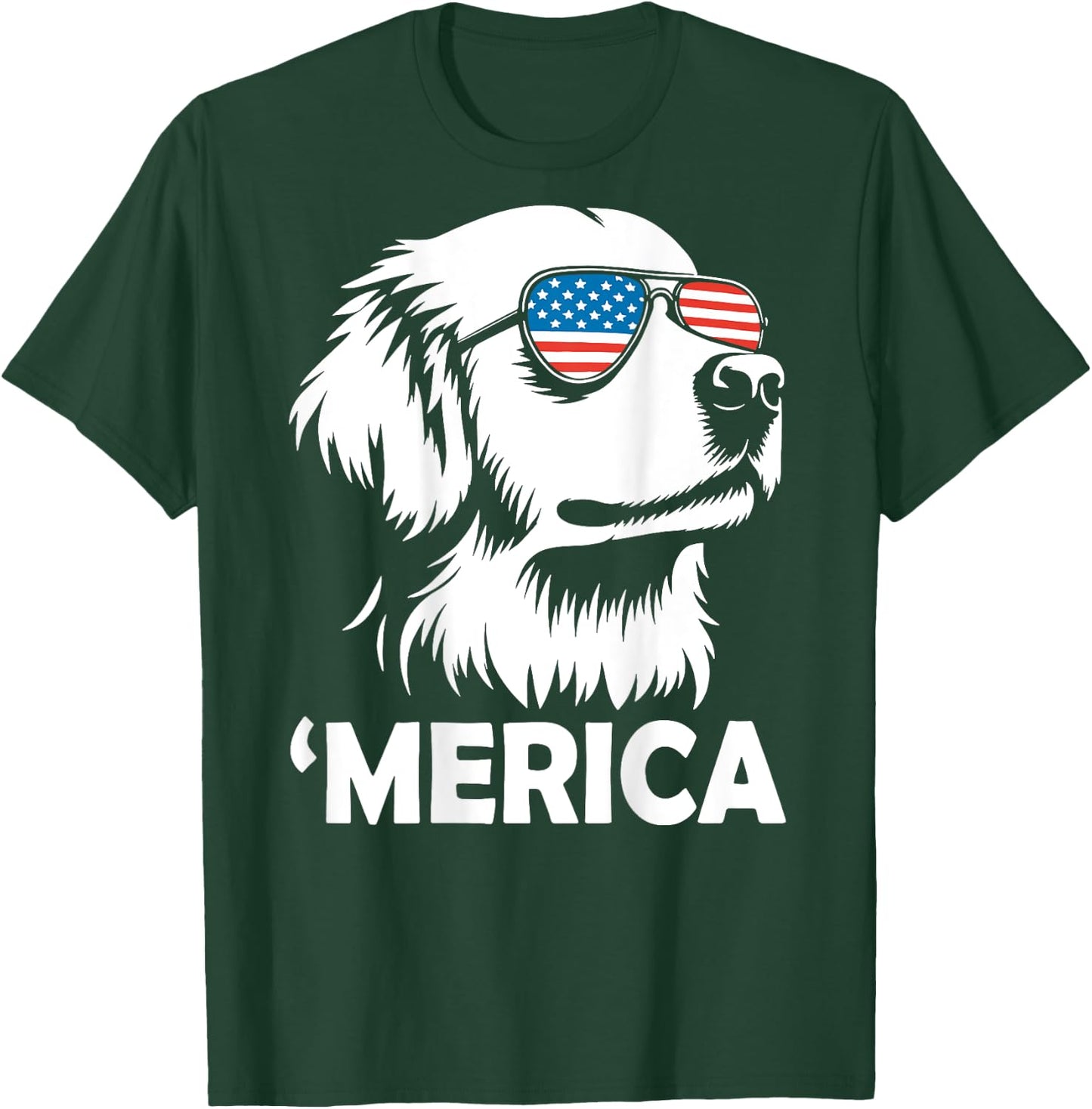 Golden Retriever 4th of July Merica T-Shirt - T-Shirt | Forest