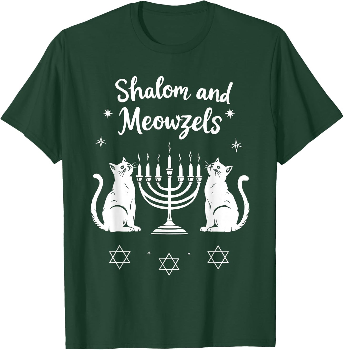 Shalom and Meowzels Funny Jewish Cat Hanukkah T-Shirt - T-Shirt | Forest