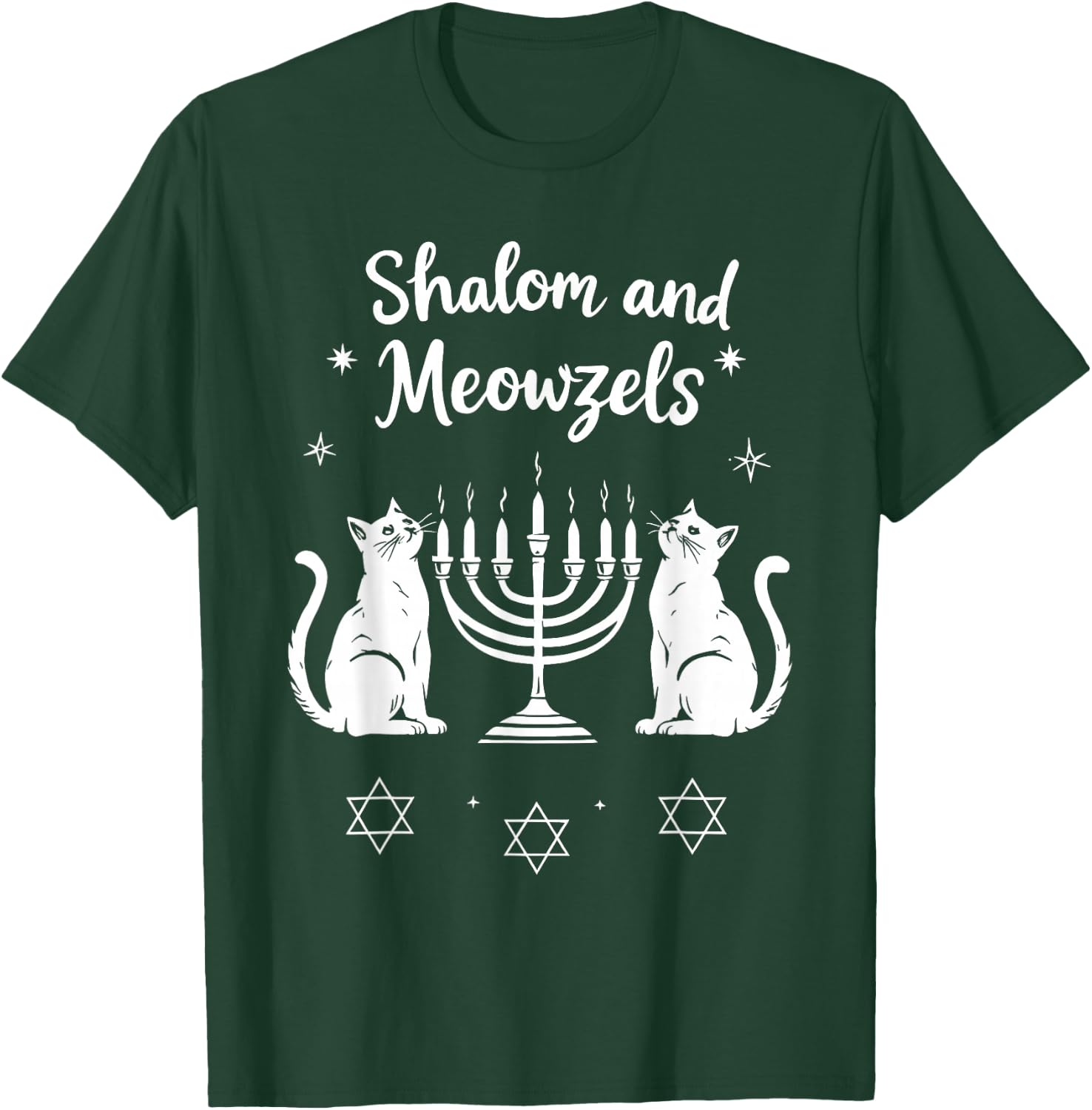 Shalom and Meowzels Funny Jewish Cat Hanukkah T-Shirt - T-Shirt | Forest