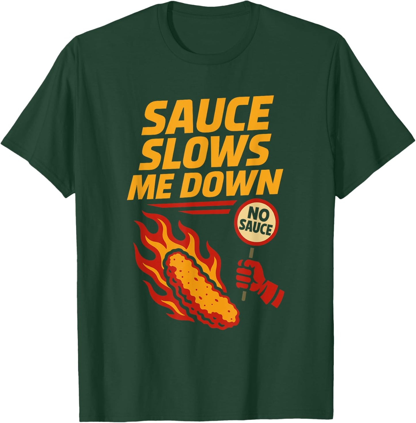 Funny Chicken Tender Food Humor Picky Eater No Sauce Gamer T-Shirt - T-Shirt | Forest