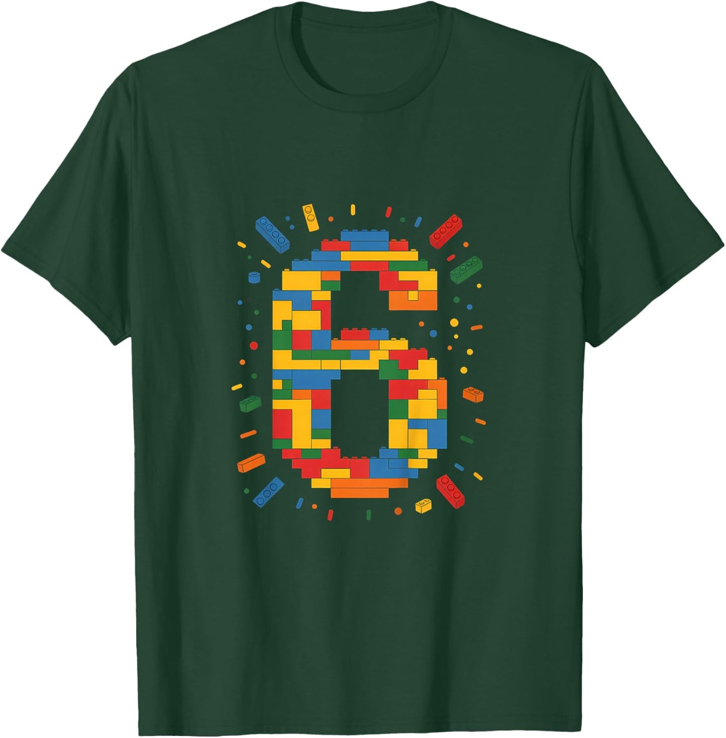 Ich Bin 6 Bausteine Geburtstag Klemmbausteine 6. Geburtstag T-Shirt - T-Shirt | Forest