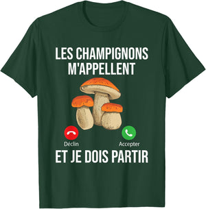 Mushrooms Call Me I Must Go Mushroom Porcini , Black, S T-Shirt - T-Shirt | Forest