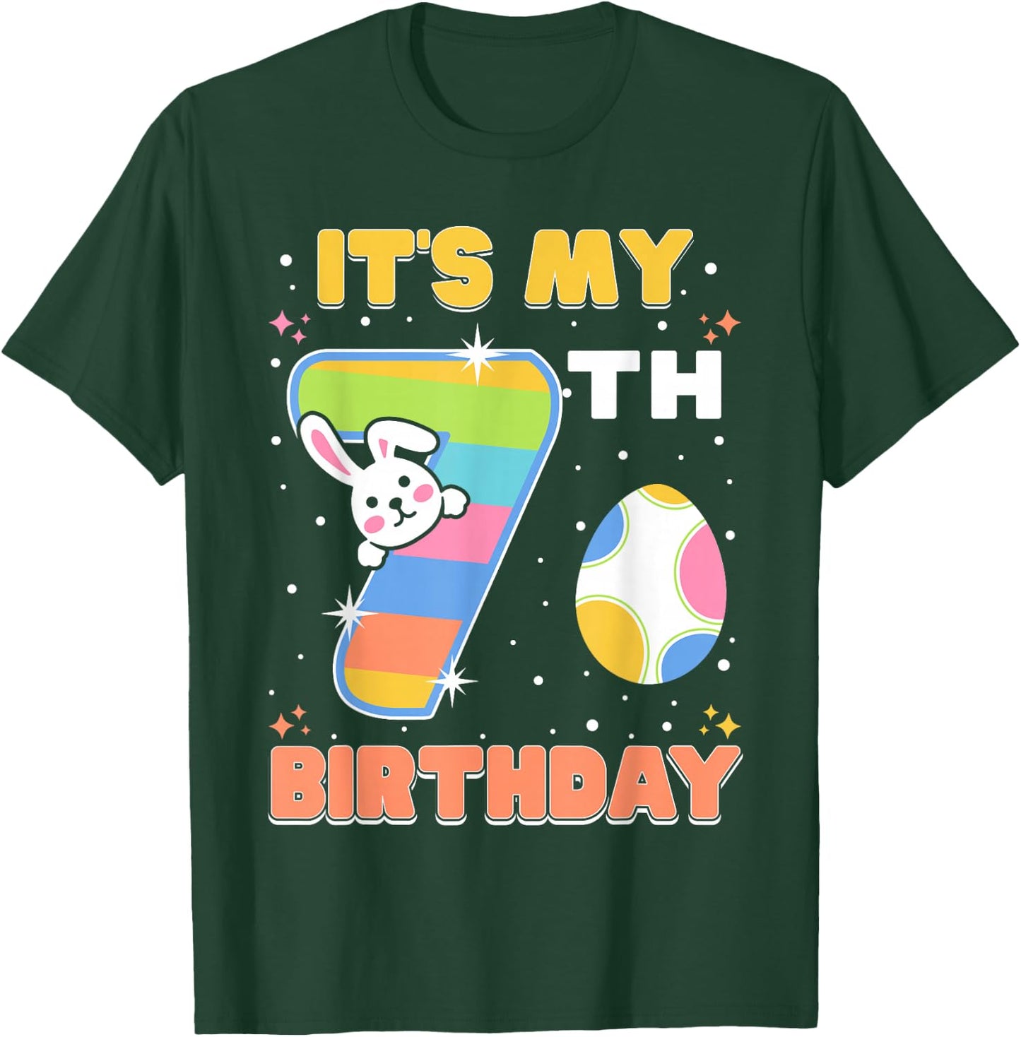 It's My 7th Birthday Easter Bunny 7 Years Old Girls Boys T-Shirt - T-Shirt | Forest