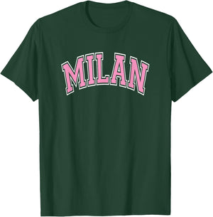 Milan Arched Pink Text T-Shirt - T-Shirt | Forest