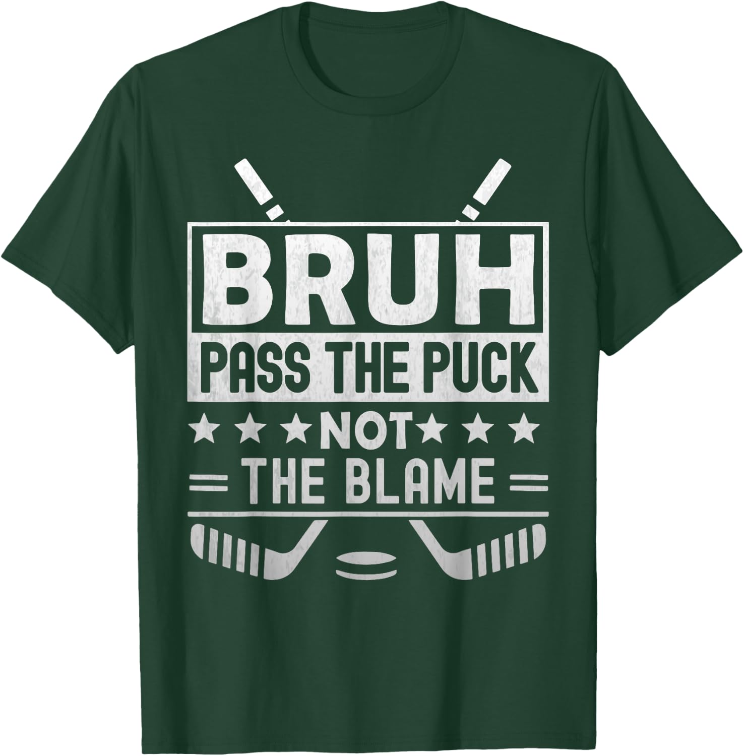 Funny BRUH pass the puck The blame Ice Hockey Youth dad fan T-Shirt - T-Shirt | Forest