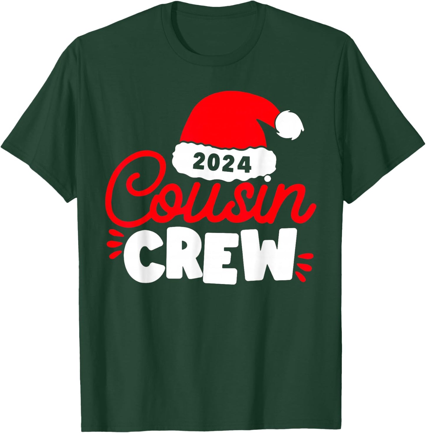 Funny Cousin Crew Santa Hat Matching Christmas Family Group T-Shirt - T-Shirt | Forest