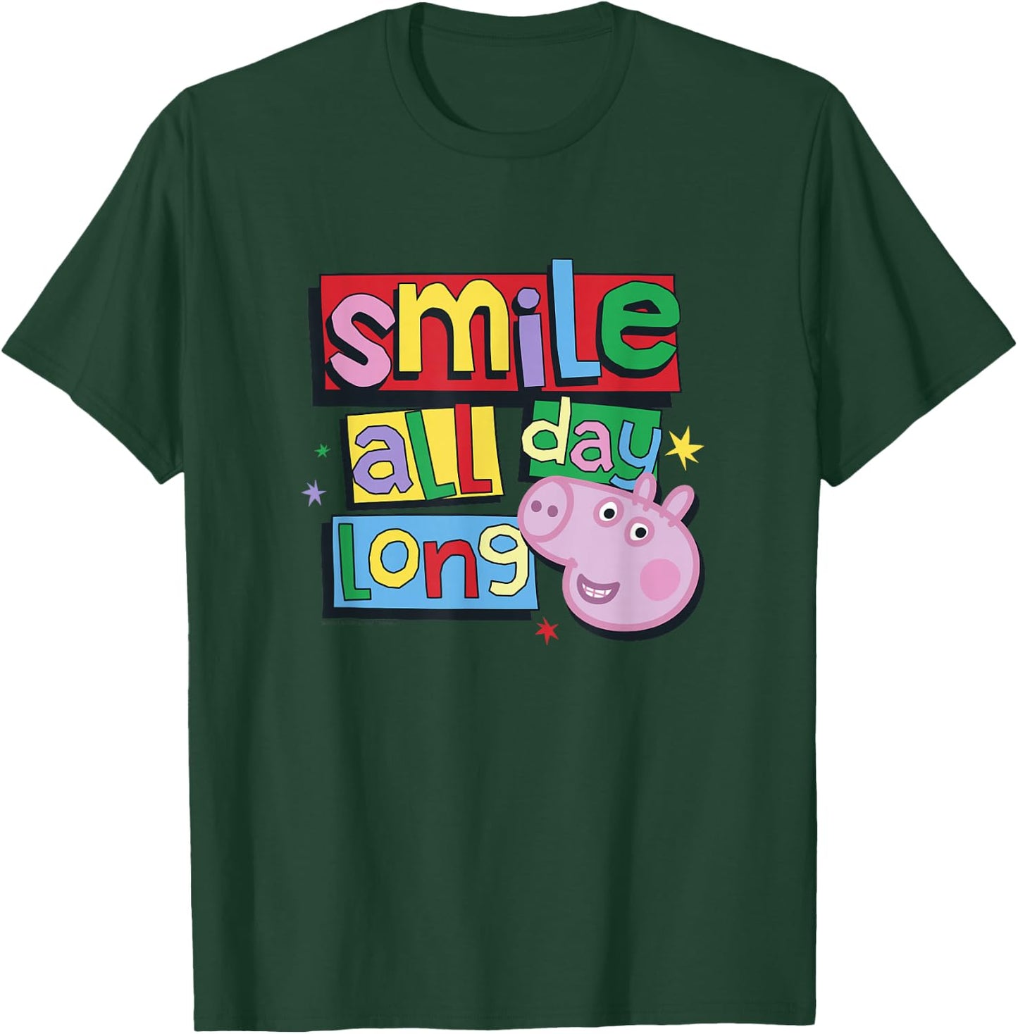 Peppa Pig Smile All Day Long Cute Colorful Portrait T-Shirt - T-Shirt | Forest