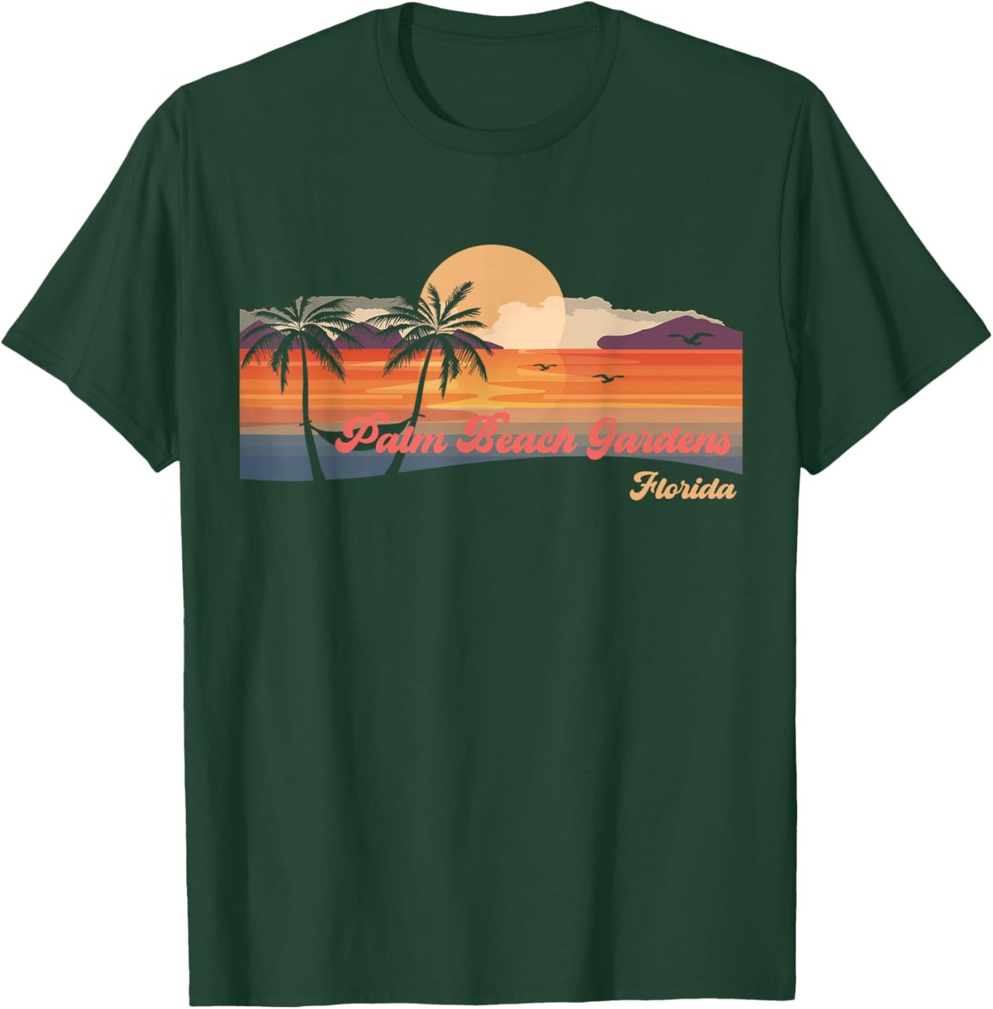 Vintage Palm Beach Gardens Florida Beach Men Women T-Shirt - T-Shirt | Forest