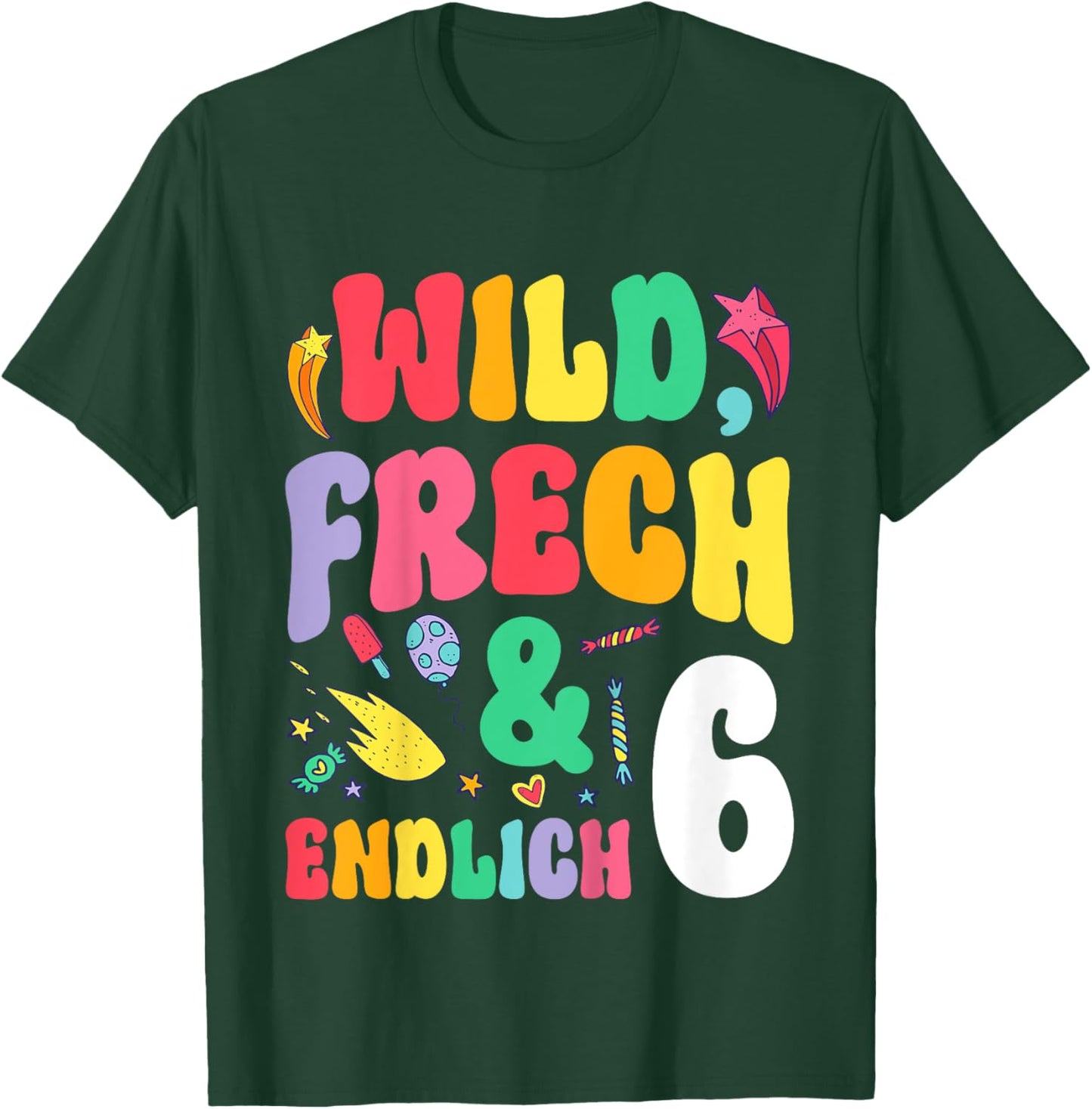 Children's Wild Frech & Endlich 6 Years Old Birthday , black T-Shirt - T-Shirt | Forest