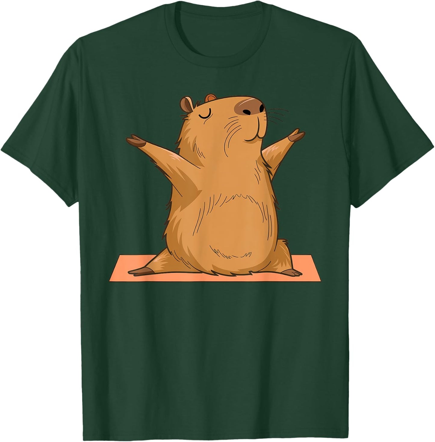 Yoga Capybara Funny Capy Lover Men Women Teen Girls Kids T-Shirt - T-Shirt | Forest