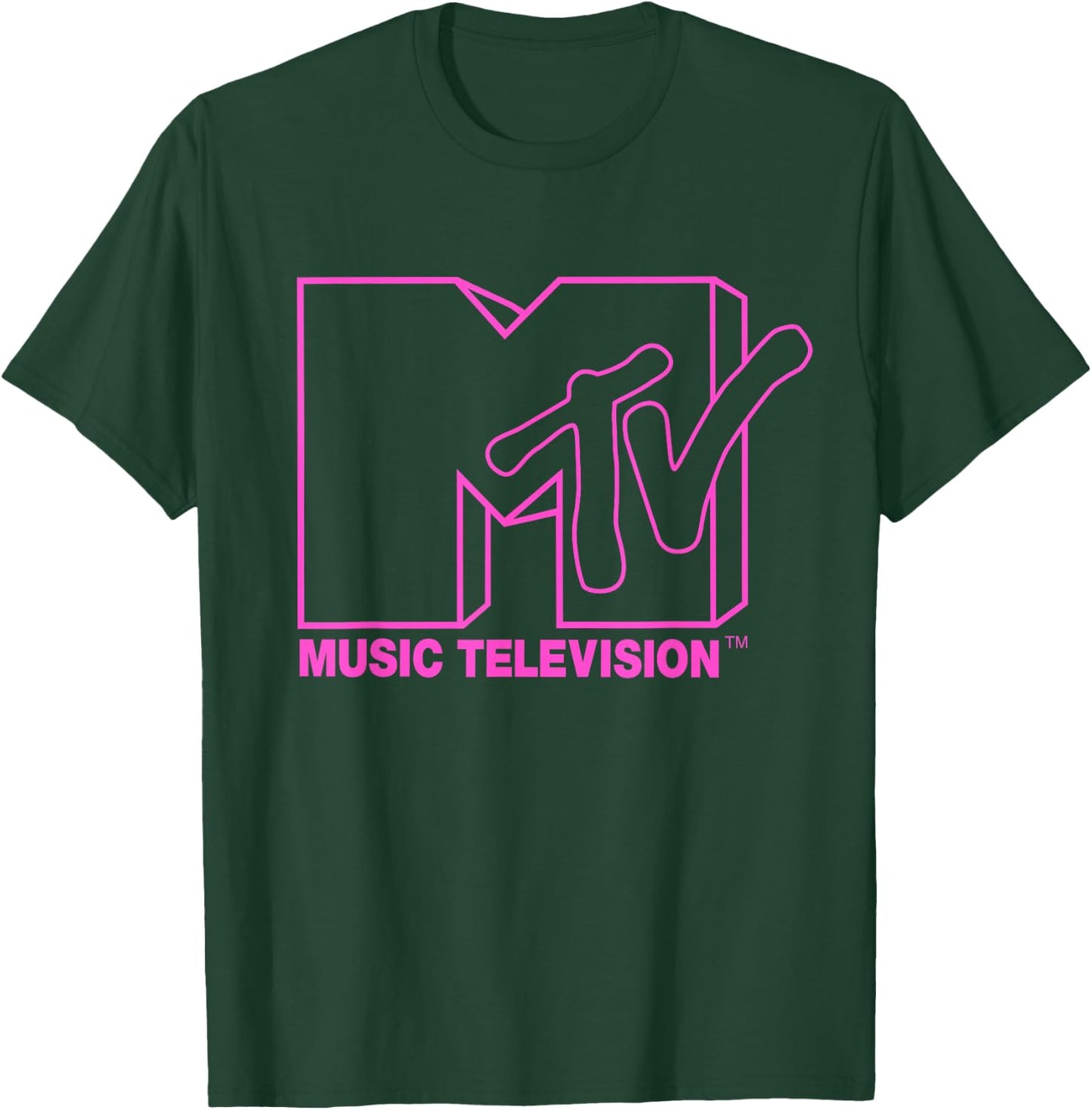 MTV - Neon Pink Logo Outline T-Shirt - T-Shirt | Forest