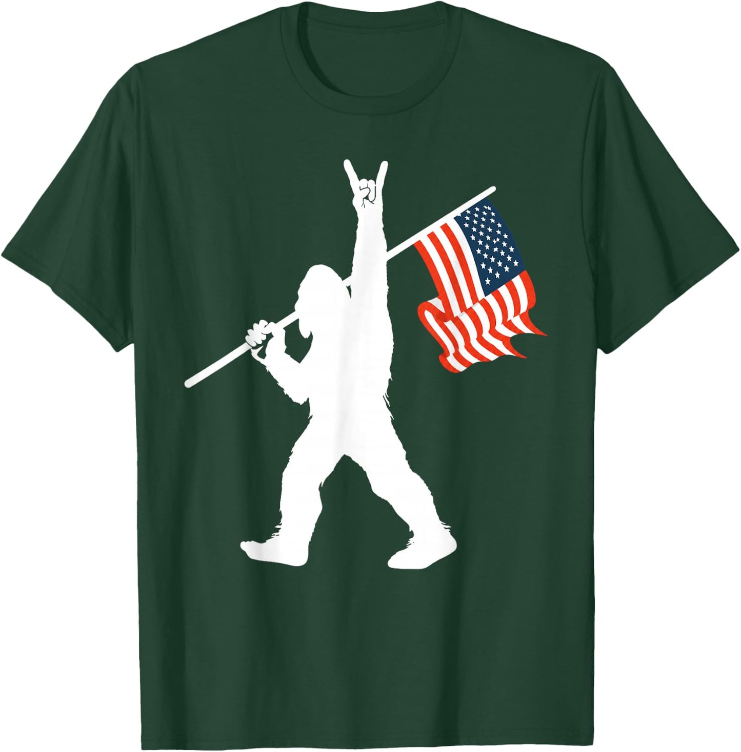Big Foot Bigfoot Sasquatch American Flag Patriotic 4th July T-Shirt - T-Shirt | Forest