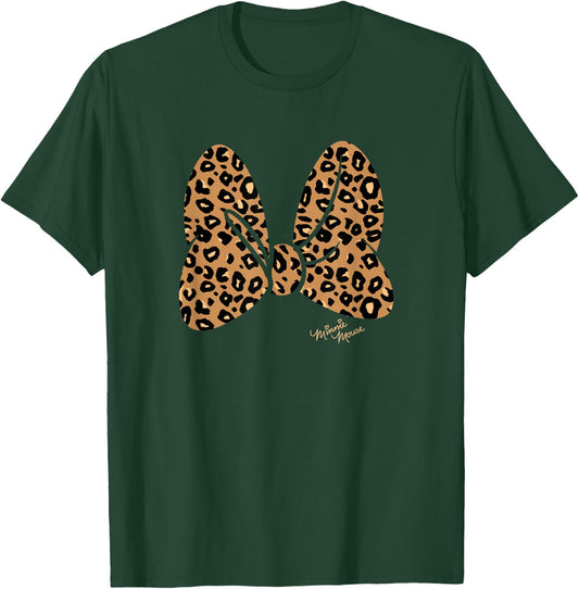 Disney Minnie Mouse Classic Leopard Print Bow T-Shirt - T-Shirt | Forest
