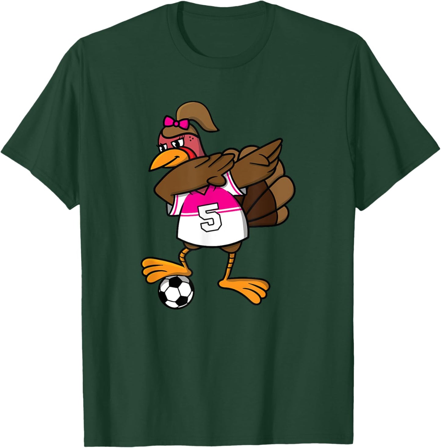Thanksgiving Turkey Shirt for Girls Soccer Dab Dabbing Funny T-Shirt - T-Shirt | Forest