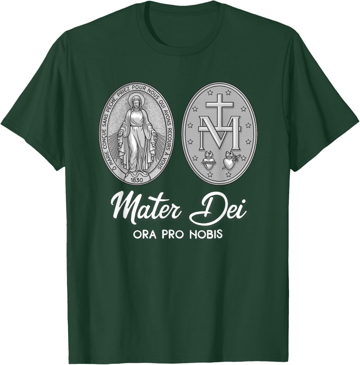 Miraculous Medal Marian Our Lady Catholic T-Shirt - T-Shirt | Forest