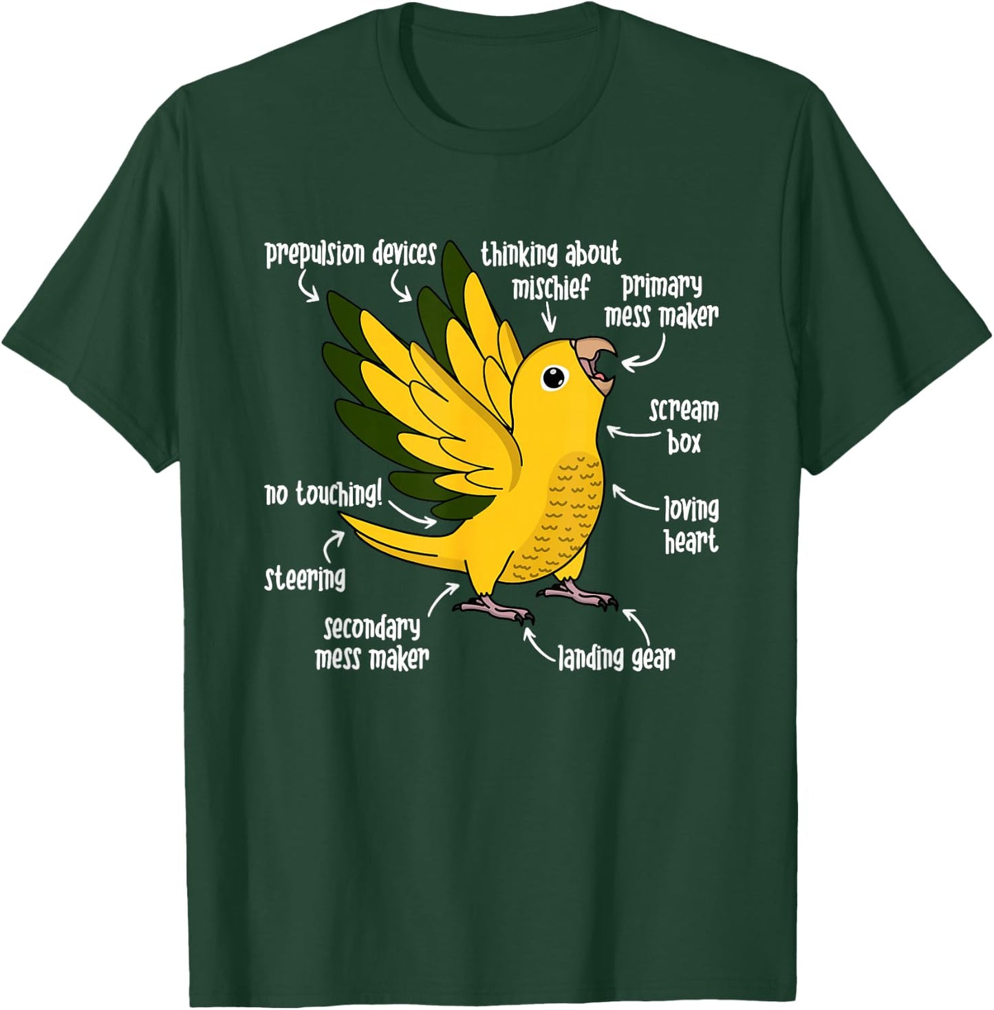Parrot Anatomy I Golden Conure T-Shirt - T-Shirt | Forest