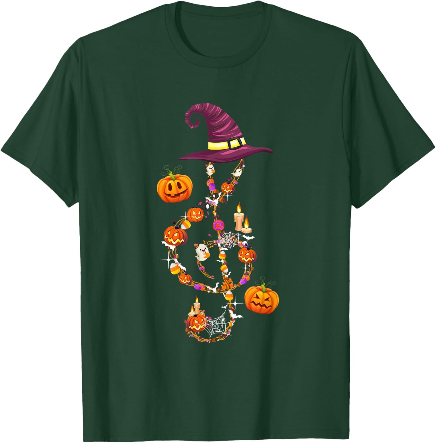 Music Note Symbol Halloween Clef Musical Teacher Music Lover Women Kids T-Shirt - T-Shirt | Forest