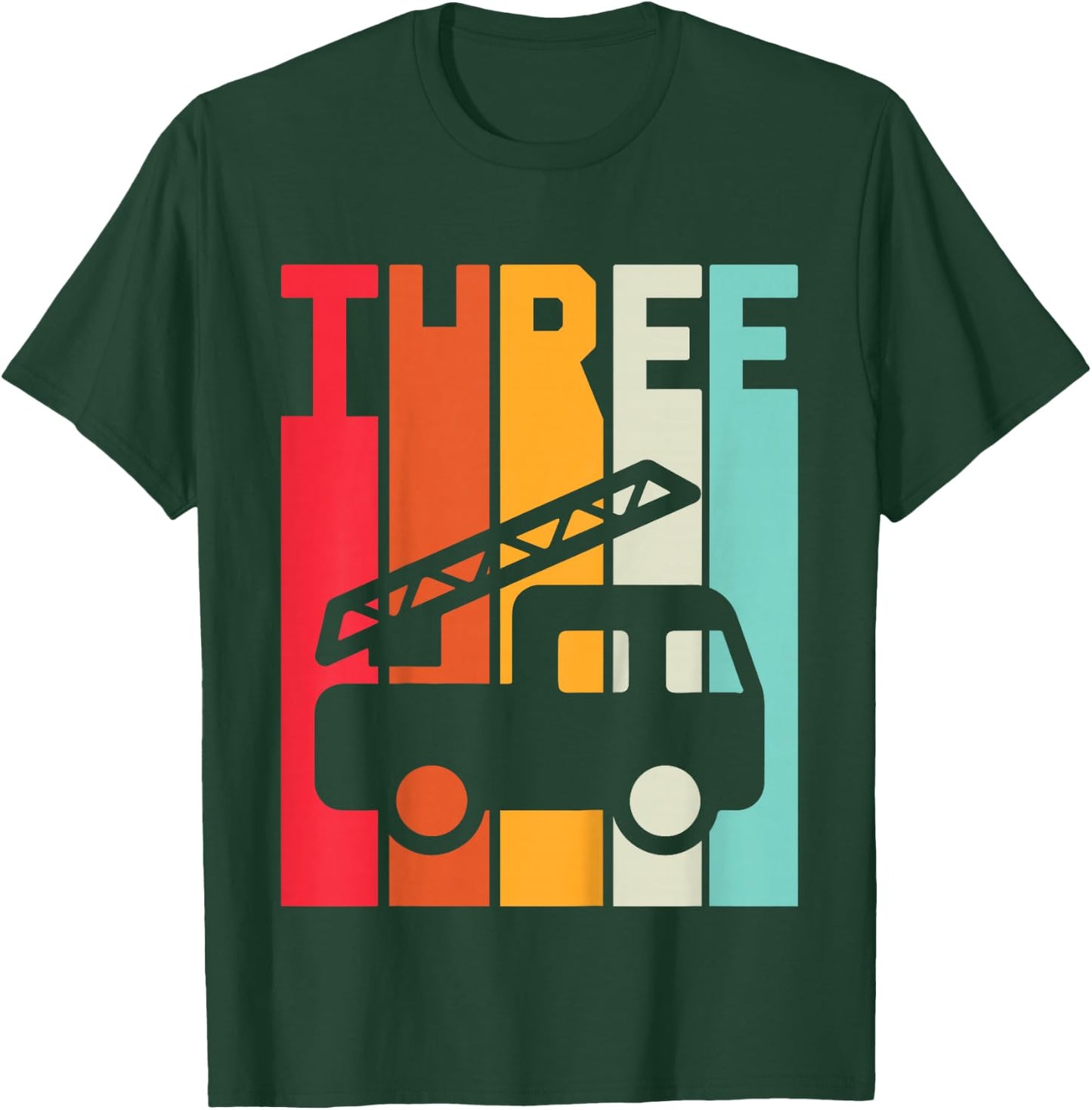 Fire Truck 3rd Birthday Boys Firefighter Fireman 3 Years T-Shirt - T-Shirt | Forest