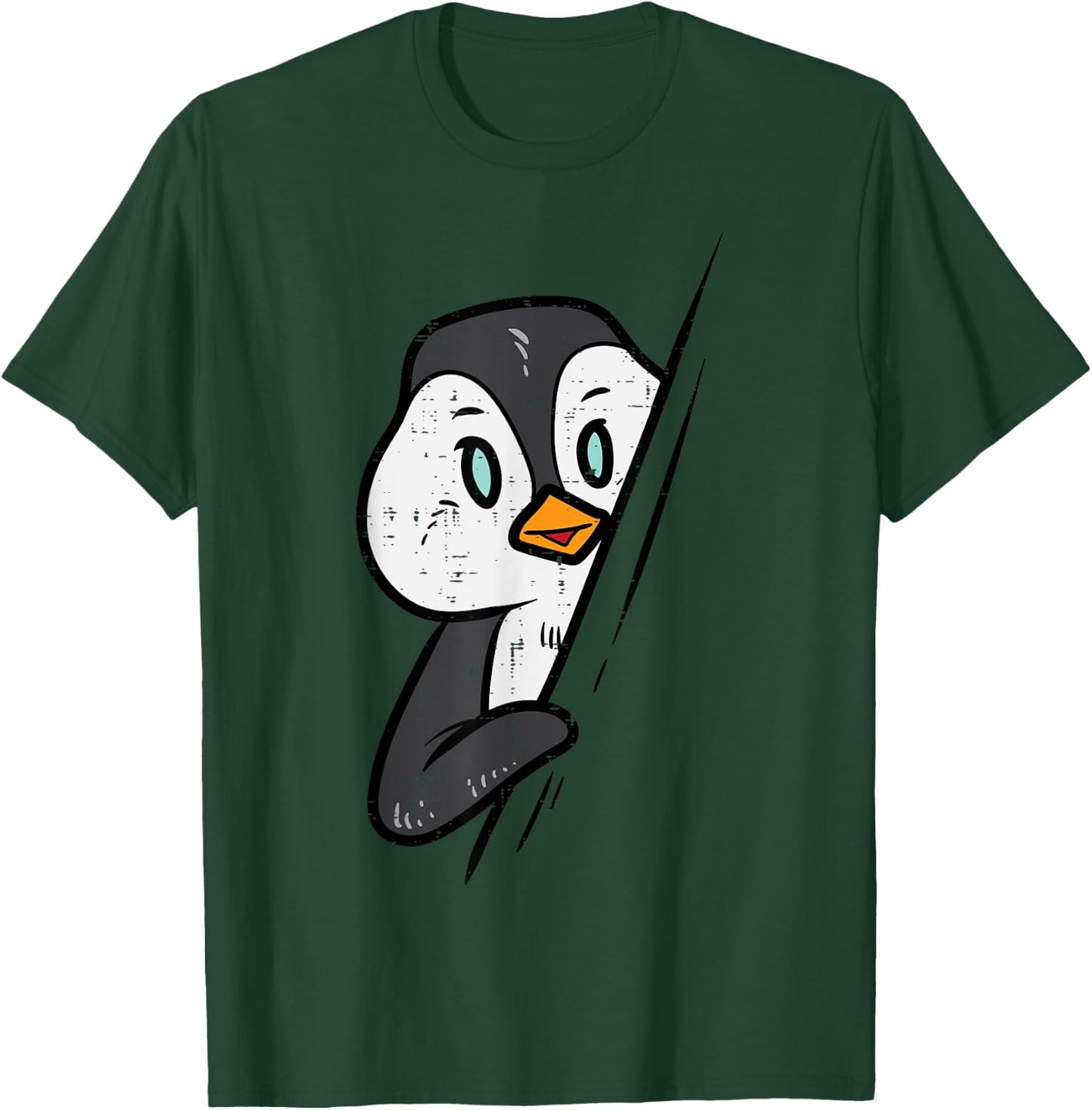Emperor Penguin Hiding Peeking Cute Women Boys Girls Kid Men T-Shirt - T-Shirt | Forest
