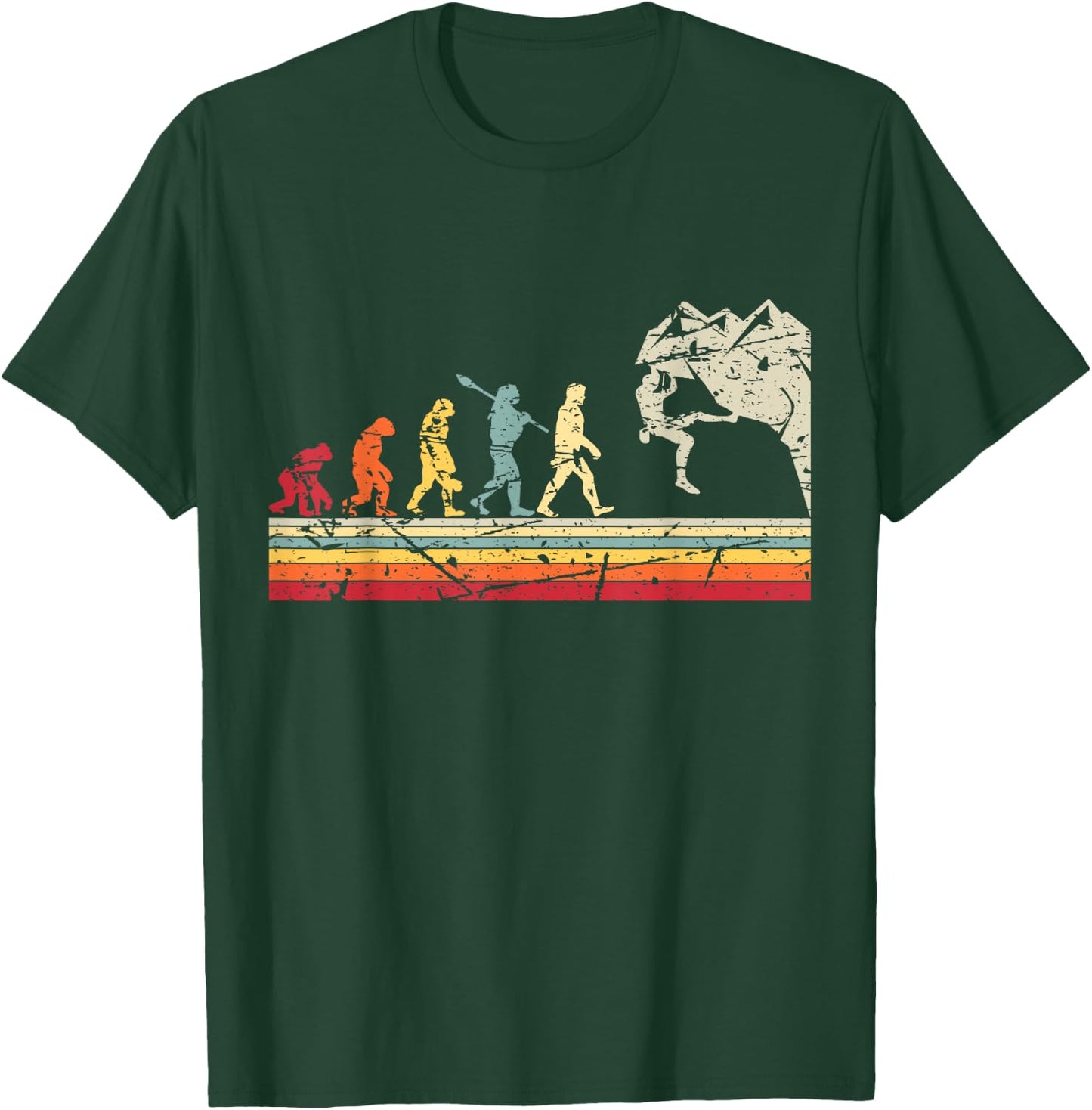 Rock Climbing Human Evolution Vintage Climber T-Shirt - T-Shirt | Forest