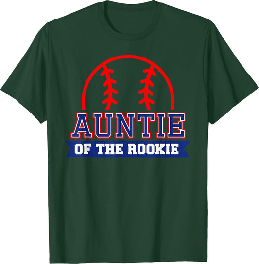 Auntie of Rookie 1st Birthday Baseball Theme Matching Party T-Shirt - T-Shirt | Forest