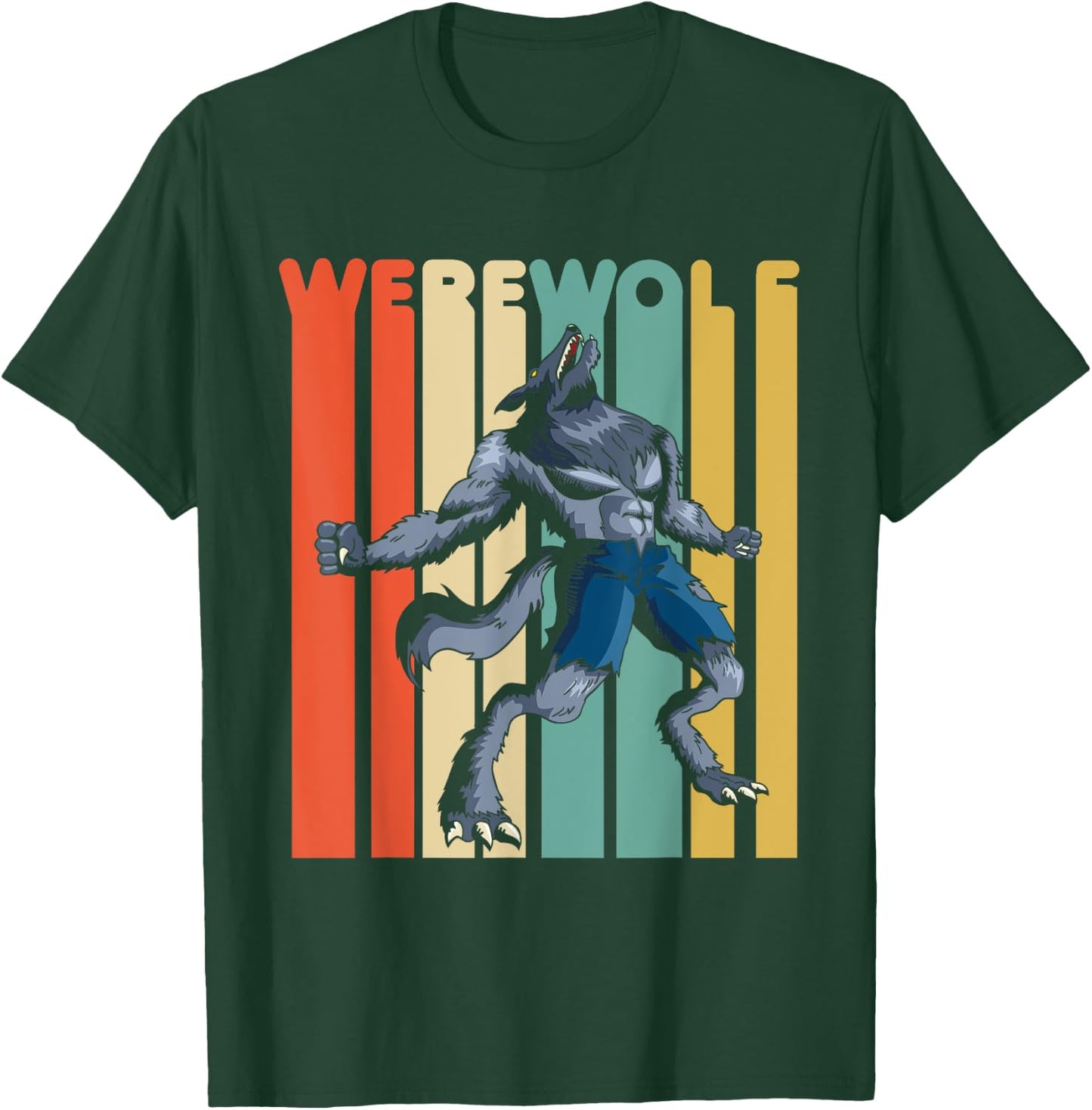 Vintage Style Werewolf Retro Halloween Design T-Shirt - T-Shirt | Forest
