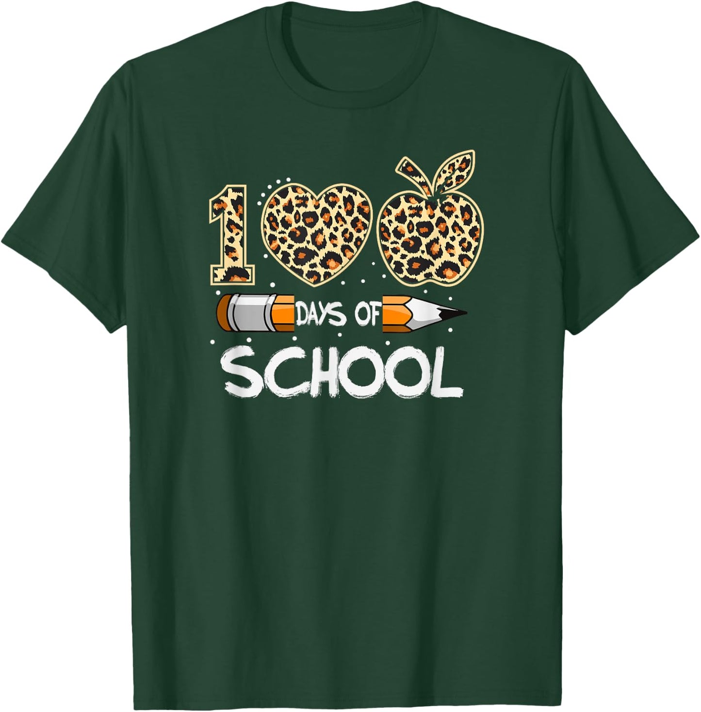 100 Days of School 100th Day Animal print cheetah T-Shirt - T-Shirt | Forest