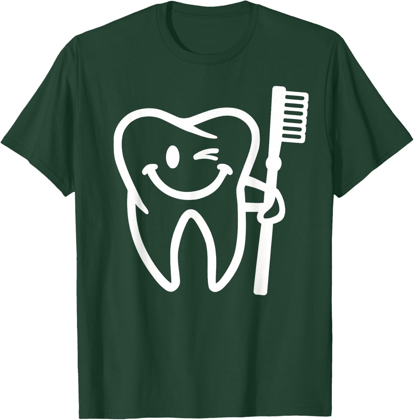 Smiling Tooth with Toothbrush T-Shirt - T-Shirt | Forest