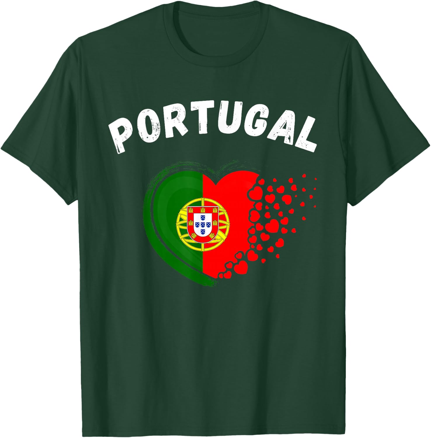 Portugal Flag Heart Outdoor Travel Portuguese to Portugal T-Shirt - T-Shirt | Forest