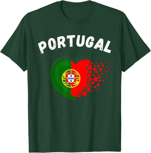 Portugal Flag Heart Outdoor Travel Portuguese to Portugal T-Shirt - T-Shirt | Forest