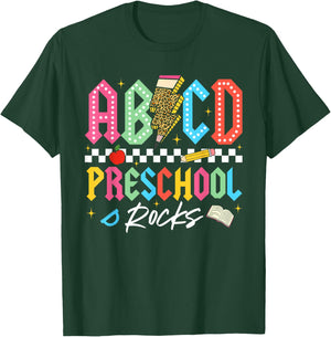 ABCD Preschool Rocks Pencil Lightning Teachers Rock Boys T-Shirt - T-Shirt | Forest