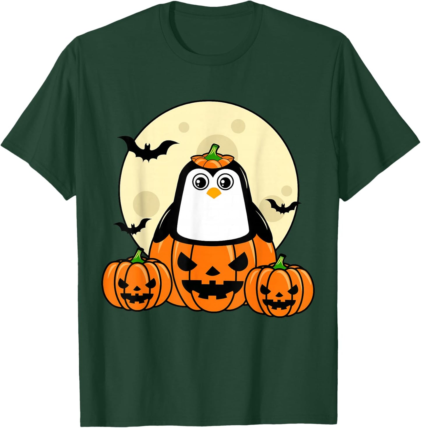 Penguin Pumpkin Moon Bats Costume Cute Easy Halloween Gift T-Shirt - T-Shirt | Forest