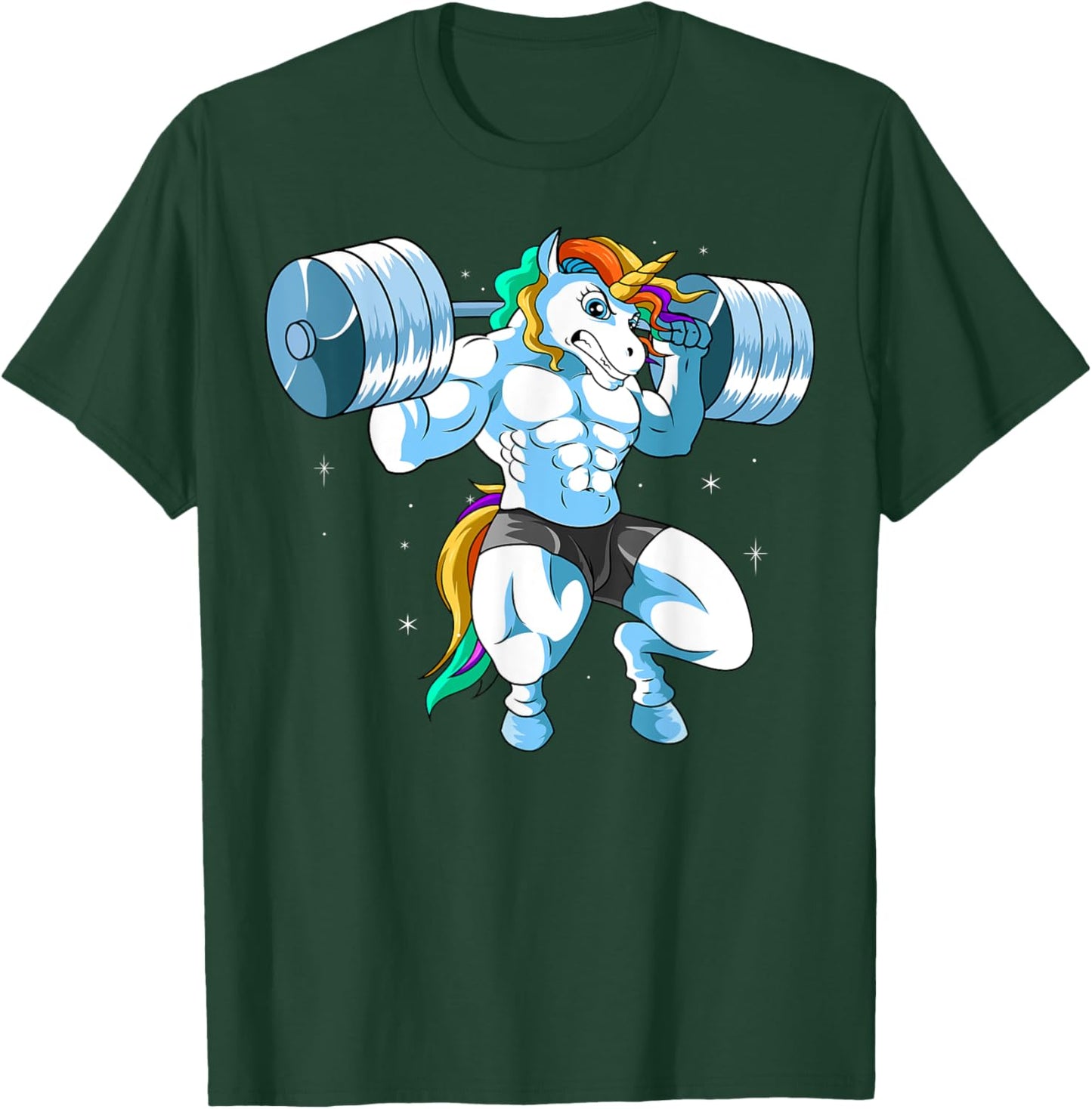 Weightlifter Barbell - Fitness Gym Weightlifing Unicorn T-Shirt - T-Shirt | Forest