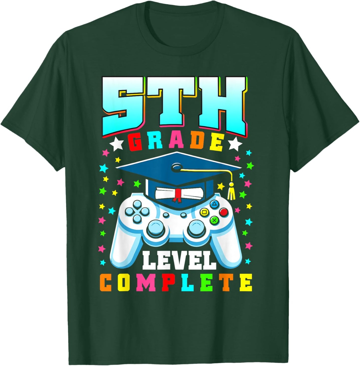 5th Grade Level Complete 5th Grade Graduation Gamers Kids T-Shirt - T-Shirt | Forest