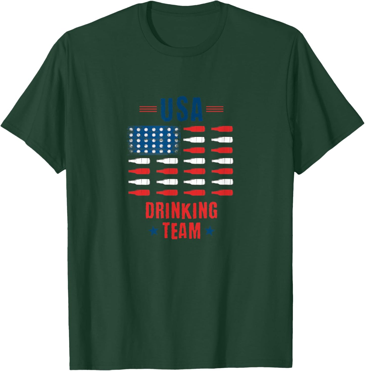USA Drinking Team Alcohol Bottle Spirits Liquor Drunk Gift T-Shirt - T-Shirt | Forest