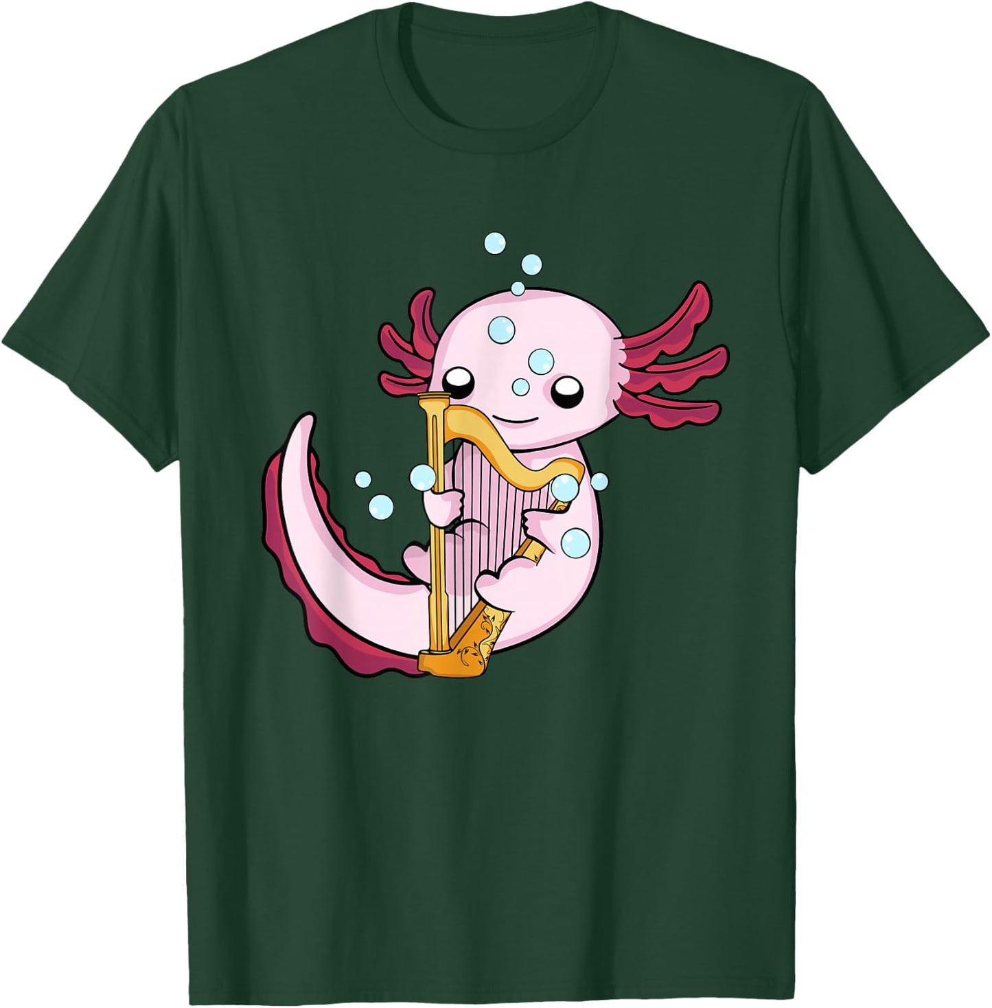 Harp Player Musician Girls Harpist Axolotl Lover Harp T-Shirt - T-Shirt | Forest